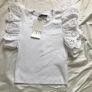 Zara White Lace Crop Top Size XS/Small